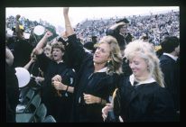 Students cheering during 1990 commencement